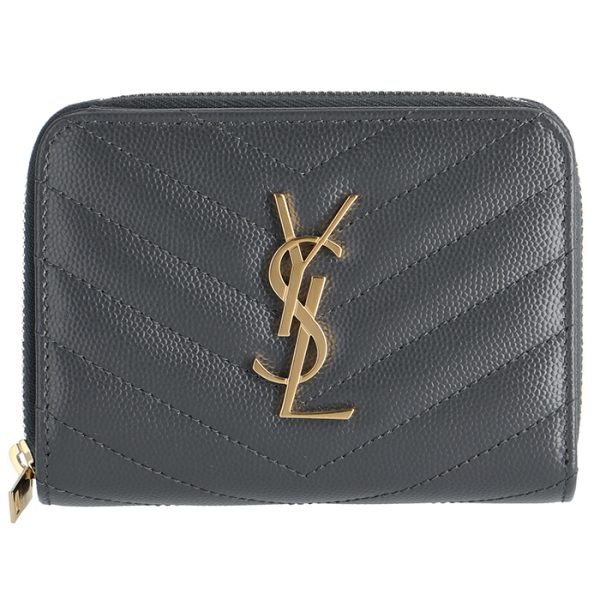 403723bow011251 1 Saint Laurent Paris Wallet Bifold Mini Quilted Leather Dark Gray