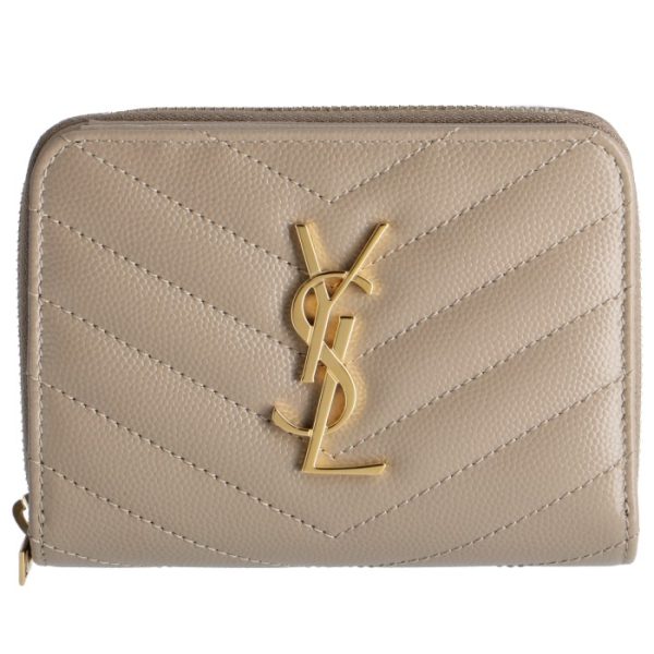 403723bow011722 1 Saint Laurent Paris Wallet Bifold Mini Quilted Leather Monogram Beige