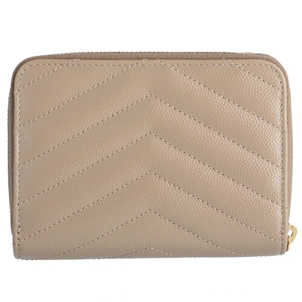 403723bow011722 2 Saint Laurent Paris Wallet Bifold Mini Quilted Leather Monogram Beige