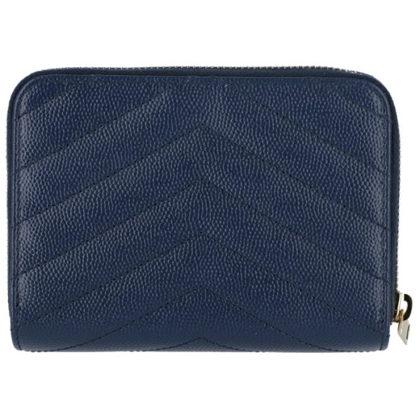 403723bow014117 2 Saint Laurent Paris Wallet Bifold Mini Quilted Leather Monogram Denim Blue Navy