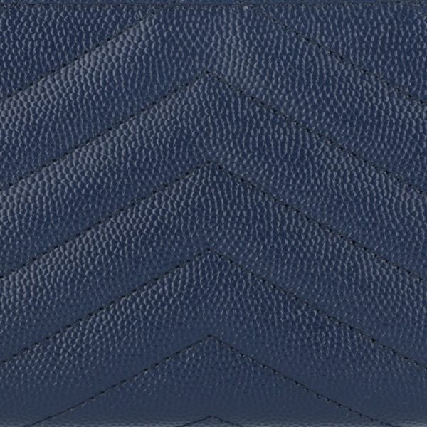 403723bow014117 5 Saint Laurent Paris Wallet Bifold Mini Quilted Leather Monogram Denim Blue Navy