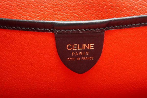 40375 8679h 9 Celine Vintage Shoulder Handbag Tote Circle Logo Gold Hardware Leather Black