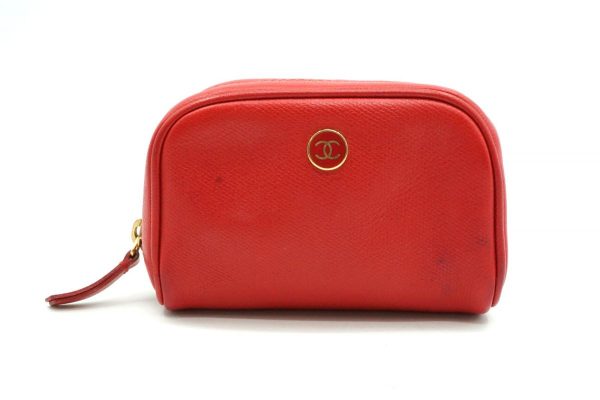 40471 8747h 1 CHANEL Pouch Micro Mini Clutch Multi Accessory Case Red