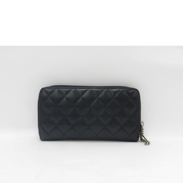 40490 2 Chanel Cambon Line Leather Wallet Bag Black