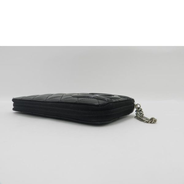 40490 3 Chanel Cambon Line Leather Wallet Bag Black