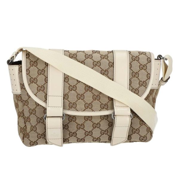 40513 1 Gucci Gg Canvas Shoulder Bag Biege