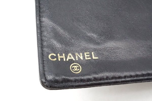 40524 8751k 10 CHANEL Bifold Long Wallet Coco Mark CC Clasp Caviar Skin Black