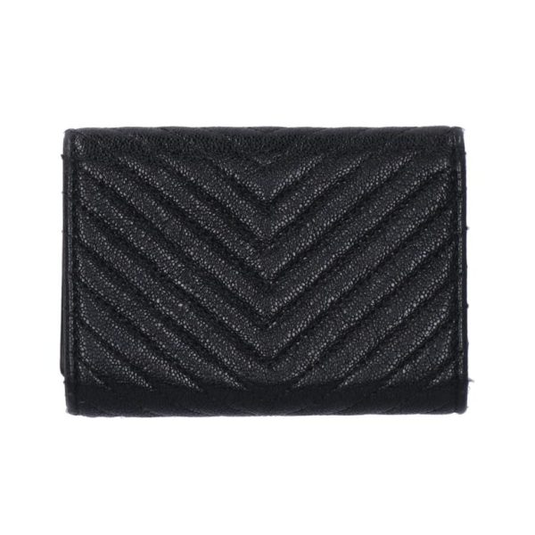 40604 2 Chanel Boy CHANEL Compact Tri Fold Wallet Black