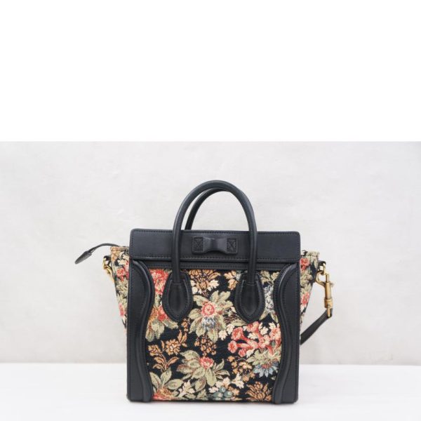 40604 2 Celine Shopper Bag Nano Jacquard Flower