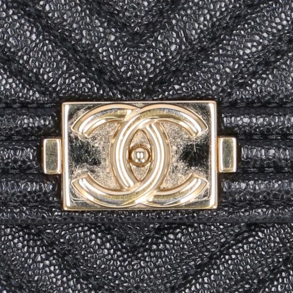 40604 9 Chanel Boy CHANEL Compact Tri Fold Wallet Black