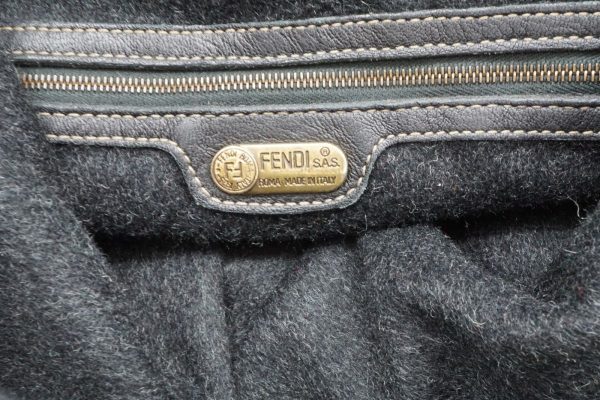 40616 8806h 10 FENDI Backpack Bag Rucksack Drawstring FF Logo Leather Black