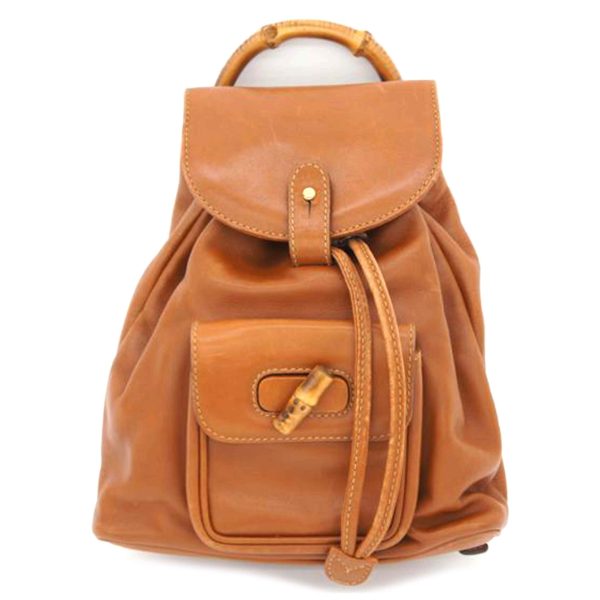 40617 1 Gucci Bamboo Leather Backpack