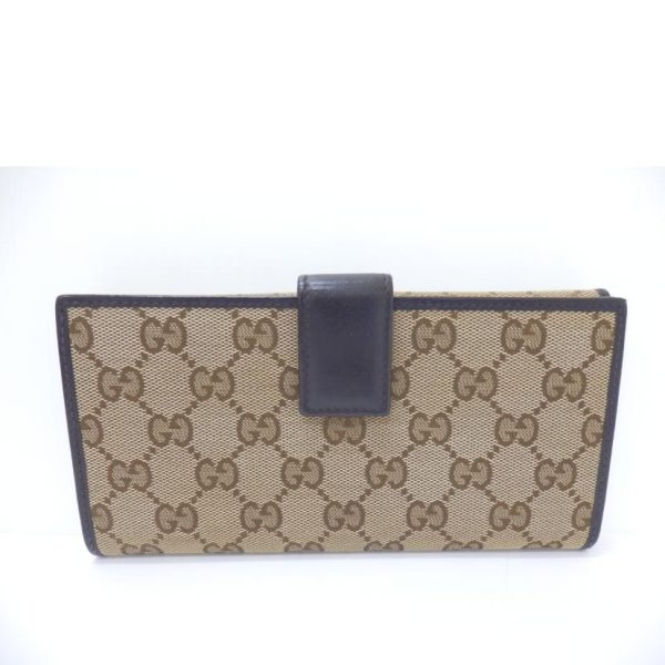 40634 2 Gucci GG Canvas W Hook Long Wallet Beige