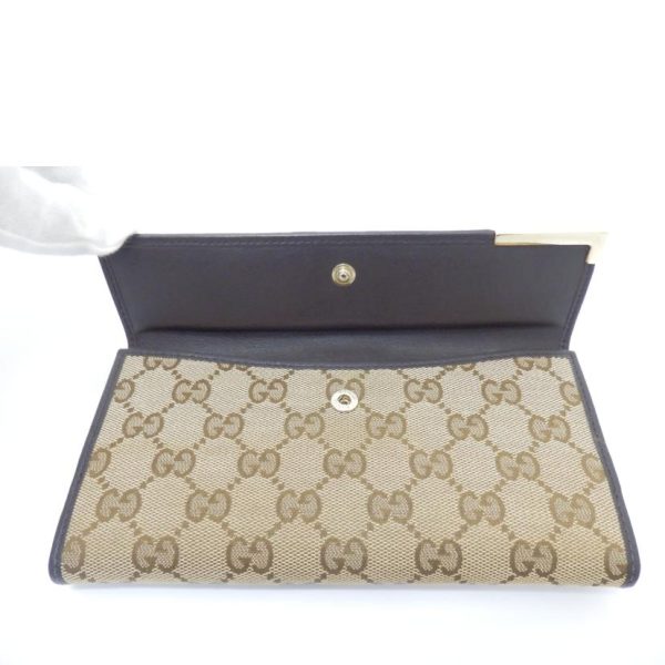 40634 8 Gucci GG Canvas W Hook Long Wallet Beige