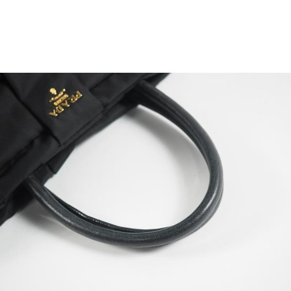 40679 3 Prada Ribbon Handbag Nylon Black