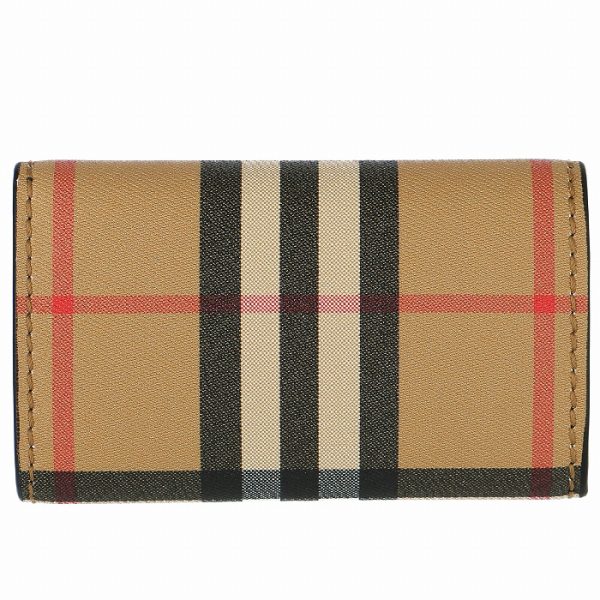 4077780 2 BURBERRY Vintage Check Leather Key Case Black