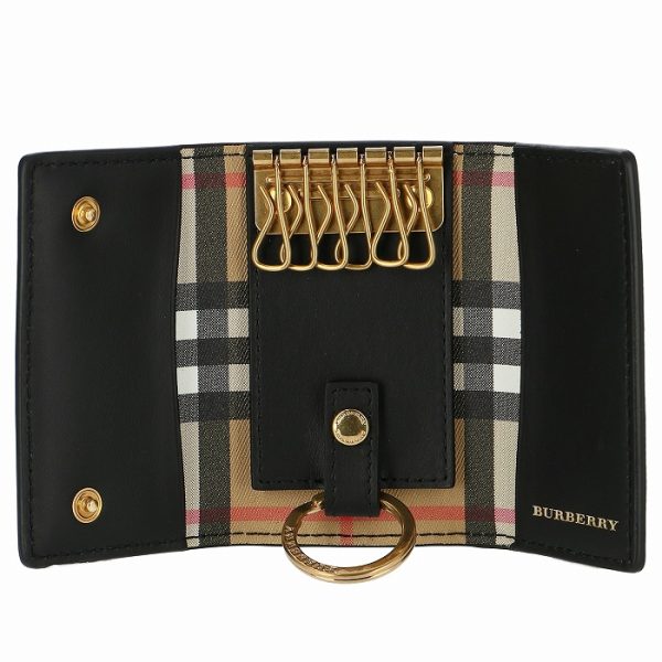 4077780 4 BURBERRY Vintage Check Leather Key Case Black