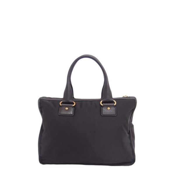 40853 2 Prada Nylon Leather 2WAY Tote Bag Black