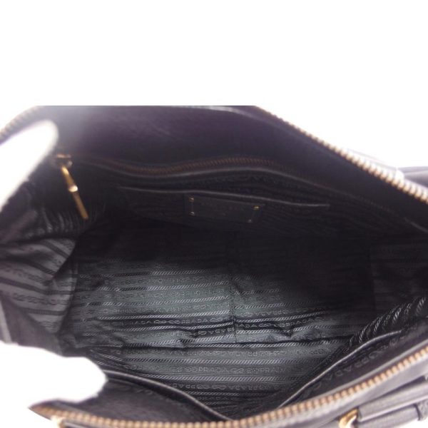 40853 5 Prada Nylon Leather 2WAY Tote Bag Black