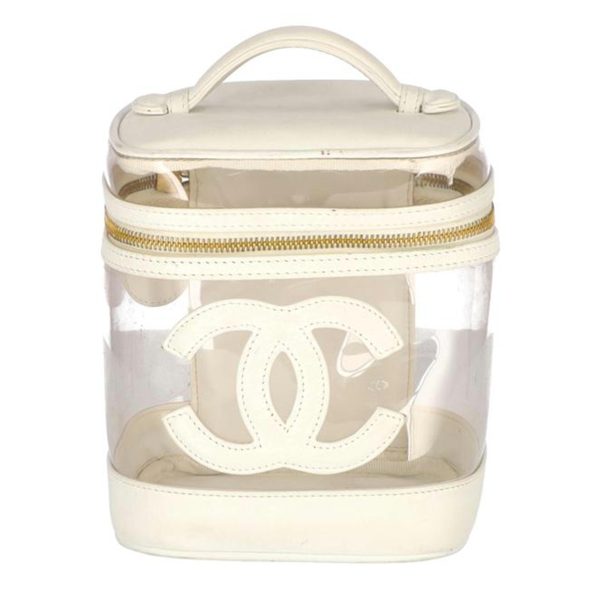 40860 1 Chanel Cosmetic Pouch Clear Leather Cocomark Vanity Bag