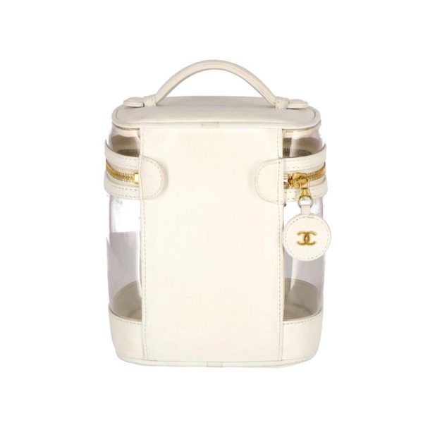 40860 2 Chanel Cosmetic Pouch Clear Leather Cocomark Vanity Bag