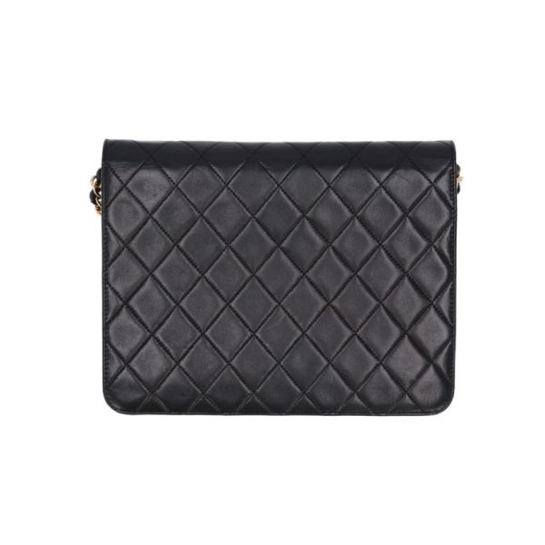 40987 2 Chanel Matelasse Push Lock Chain Shoulder Bag Black