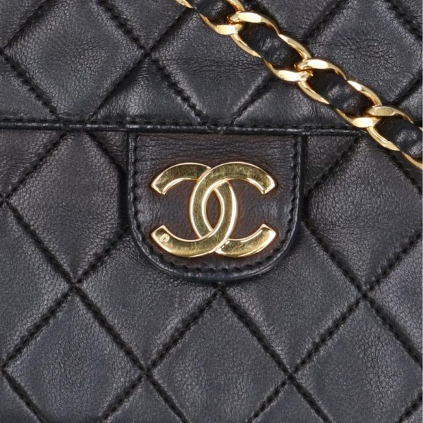 40987 7 Chanel Matelasse Push Lock Chain Shoulder Bag Black