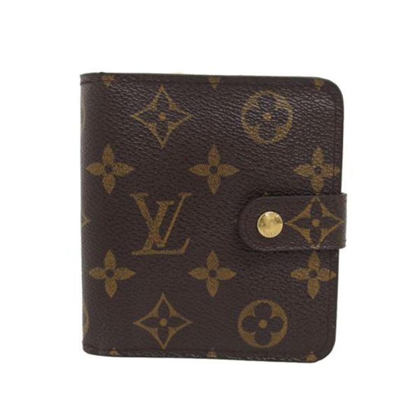 41164 1 Louis Vuitton Compact Zip Monogram Wallet Brown