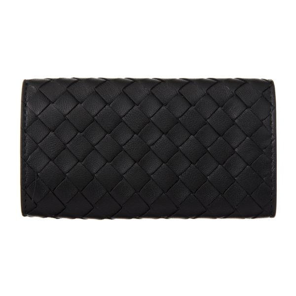 41193778a BOTTEGA VENETA Key Case Intrecciato Black