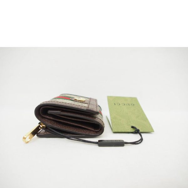 41244 3 Gucci Ophidia Web GG Supreme Compact Wallet Beige