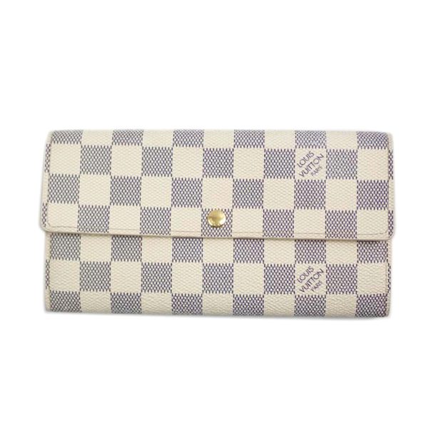 41286 1 Louis Vuitton Portefeuil Sala Damier Azur Wallet White