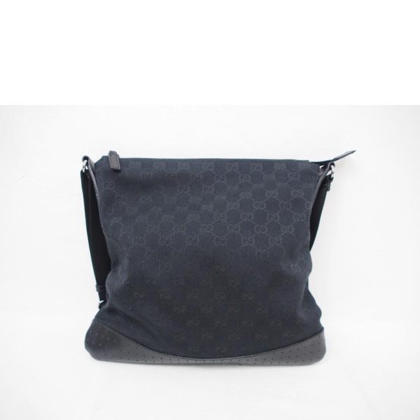 41367 2 Gucci GG Canvas x Leather Shoulder Bag Black