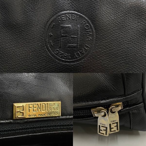 413f1585208 3 Fendi FF Leather Mini Shoulder Bag Black