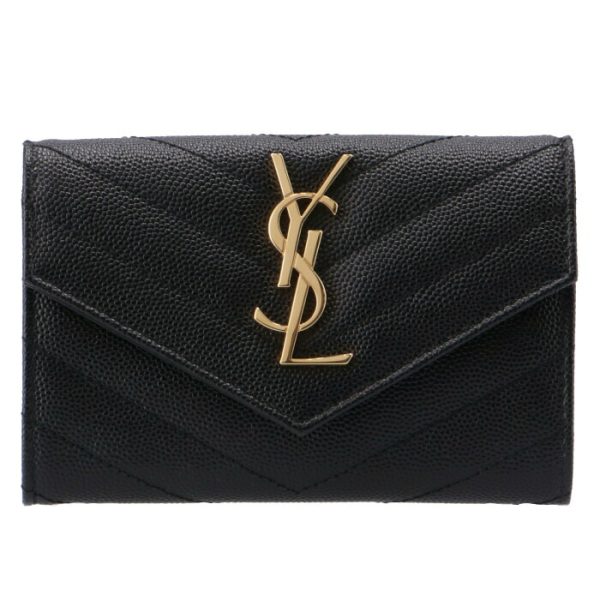 414404bow011000 1 Saint Laurent Paris Wallet Bifold Quilted Leather Monogram Black