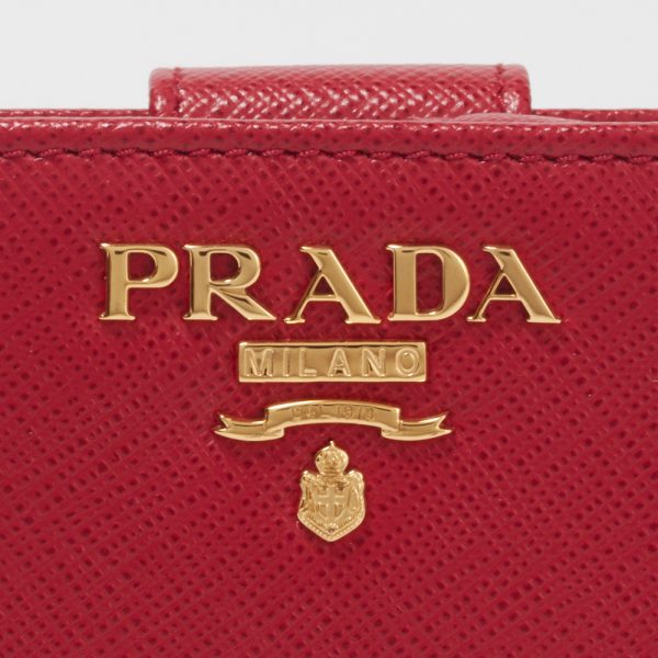 41562802a PRADA Fold Wallet SAFFIANO METAL Red