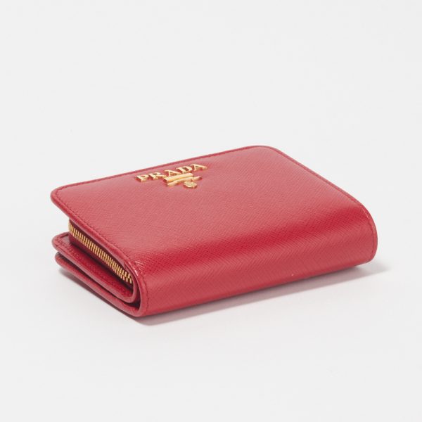 41562802c PRADA Fold Wallet SAFFIANO METAL Red