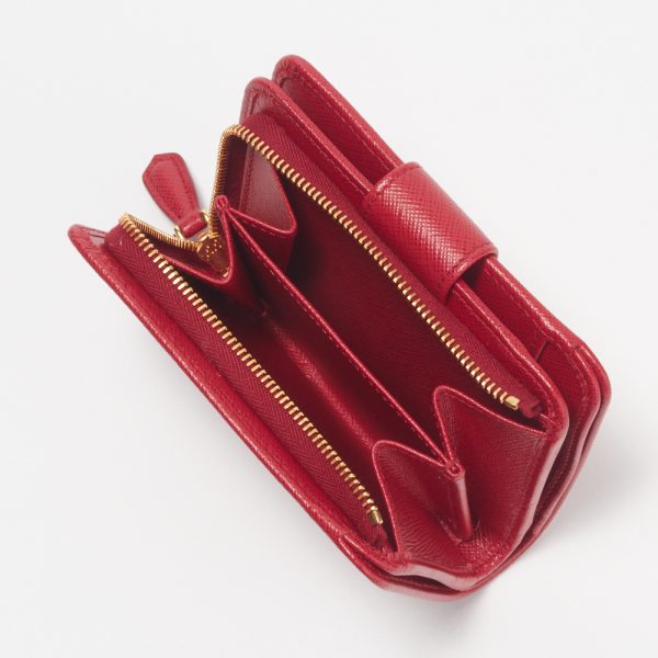 41562802e PRADA Fold Wallet SAFFIANO METAL Red