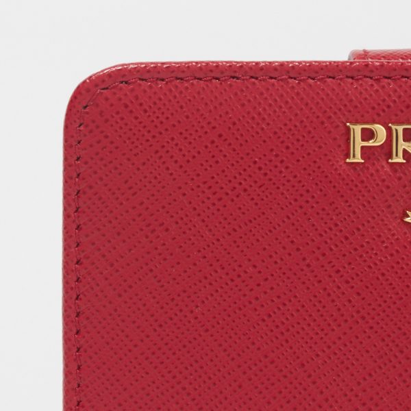 41562802f PRADA Fold Wallet SAFFIANO METAL Red