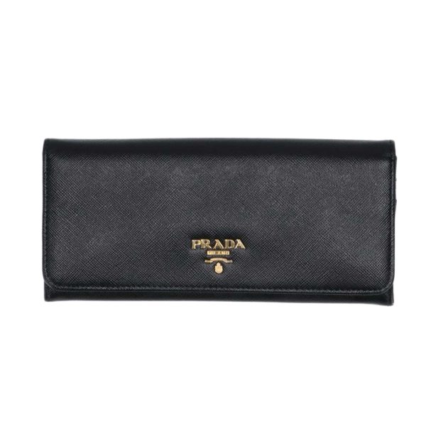 41624 1 PRADA Prada Long Wallet Bag Saffiano Metal Nero