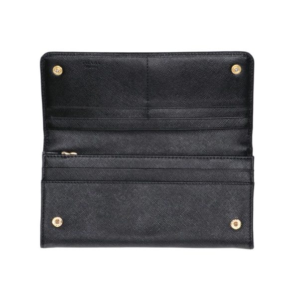 41624 3 PRADA Prada Long Wallet Bag Saffiano Metal Nero