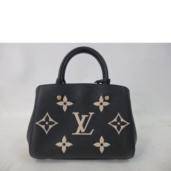 41625 2 Louis Vuitton Montaigne BB Monogram Empreinte Bag Black x Beige