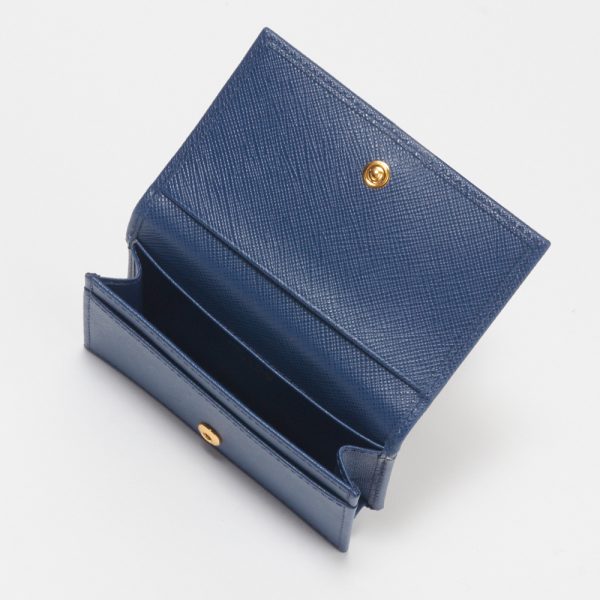 41666975b PRADA Card Case SAFFIANO METAL Blue BLUE