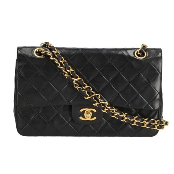 41700 1 Chanel Matelasse Double Flap Chain Shoulder Bag Black