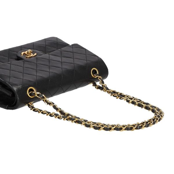 41700 4 Chanel Matelasse Double Flap Chain Shoulder Bag Black