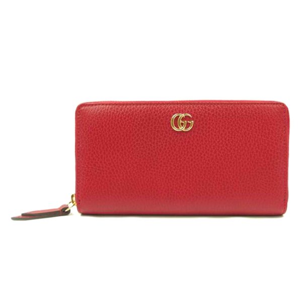 41743 1 Gucci GG Marmont Round Zipper Long Wallet Red