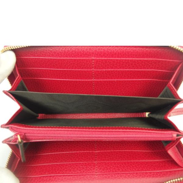 41743 4 Gucci GG Marmont Round Zipper Long Wallet Red