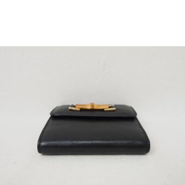 41800 5 Gucci Bamboo Leather 2 Fold Wallet Black