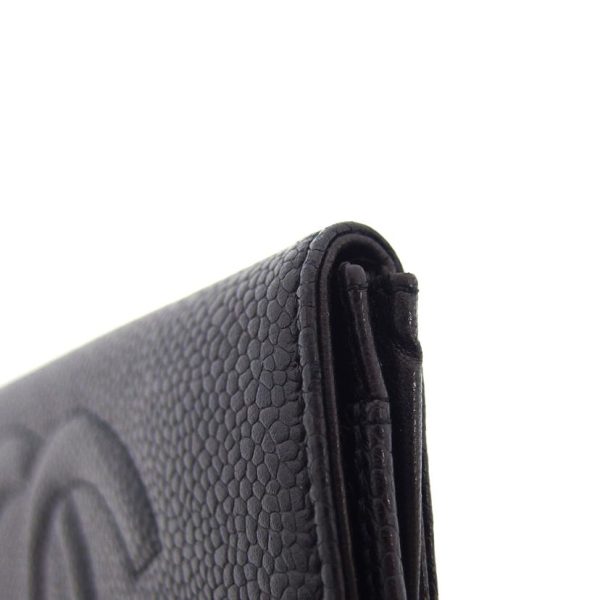 41843 10 Chanel Cocomark Caviar Bi Fold Wallet Black