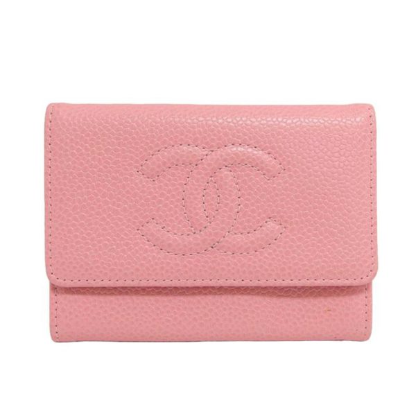 41850 1 Chanel Cocomark Bi fold Card Case Caviar Skin Pink