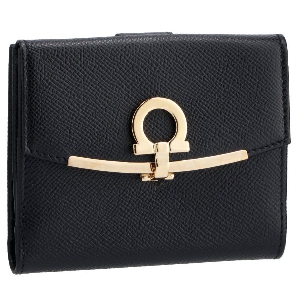 41852194 Ferragamo fold wallet GANCINO CLIP Black